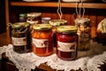 homemade preserves with hand-written labels