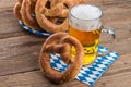 Homemade pretzels and beer Royalty Free Stock Photo