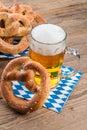 Homemade pretzels and beer