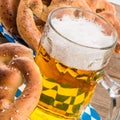 Homemade pretzels and beer