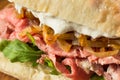 Homemade Prime Rib Sandwich Au Jus Royalty Free Stock Photo