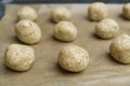 Homemade production of Christmas nut cookies ready for baking Royalty Free Stock Photo