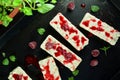 Homemade Protein Bars with Frozen Yogurt and Raspberries Royalty Free Stock Photo