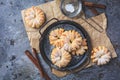 Homemade puff pastry apple rings, small healthy snack