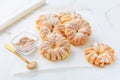 Homemade puff pastry apple rings, small healthy snack