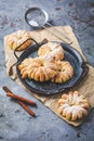 Homemade puff pastry apple rings, small healthy snack