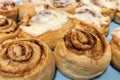 Homemade puff pastry buns, cinnabon. Dessert for served for coffee break Royalty Free Stock Photo