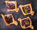 Homemade puff pastry with cherry