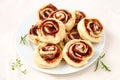 Puff pastry cinnamon rolls. Royalty Free Stock Photo