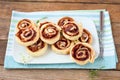 Puff pastry cinnamon rolls. Royalty Free Stock Photo