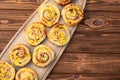 Homemade Puff pastry pinweel ( rolls ) Mini pizza Royalty Free Stock Photo