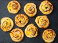 Homemade Puff pastry pinweel ( rolls ) Mini pizza Royalty Free Stock Photo