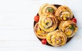 Homemade Puff pastry pinweel ( rolls ) Mini pizza Royalty Free Stock Photo