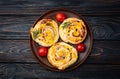 Homemade Puff pastry pinweel ( rolls ) Mini pizza Royalty Free Stock Photo