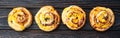 Homemade Puff pastry pinweel ( rolls ) Mini pizza Royalty Free Stock Photo