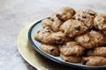 Homemade Pumpkin Chocolate Chip Cookies served on a plate Royalty Free Stock Photo