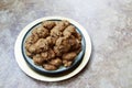 Homemade Pumpkin Chocolate Chip Cookies served on a plate Royalty Free Stock Photo