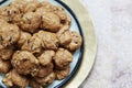 Homemade Pumpkin Chocolate Chip Cookies served on a plate Royalty Free Stock Photo