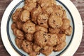 Homemade Pumpkin Chocolate Chip Cookies served on a plate. Royalty Free Stock Photo