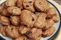 Homemade Pumpkin Chocolate Chip Cookies served on a plate Royalty Free Stock Photo