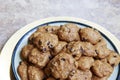 Homemade Pumpkin Chocolate Chip Cookies served on a plate Royalty Free Stock Photo