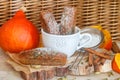 Homemade pumpkin financier cake with cinnamon and cardamom. Autumn spiced cakes Royalty Free Stock Photo