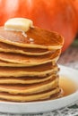 Homemade pumpkin pancakes with butter and honey Royalty Free Stock Photo