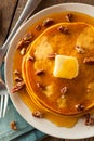 Homemade Pumpkin Pancakes with Butter Royalty Free Stock Photo