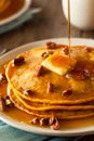 Homemade Pumpkin Pancakes with Butter Royalty Free Stock Photo