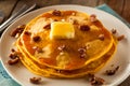 Homemade Pumpkin Pancakes with Butter Royalty Free Stock Photo