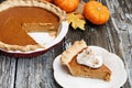 Homemade Pumpkin Pie Slice with Whiiped Cream Royalty Free Stock Photo