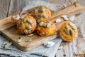 Homemade pumpkin scones with thyme. Royalty Free Stock Photo
