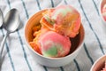 Homemade Rainbow Ice Cream Sorbet Royalty Free Stock Photo