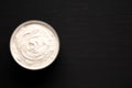 Homemade Ranch Dressing in a Bowl on a black background, top view. Flat lay, overhead, from above. Space for text Royalty Free Stock Photo