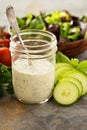 Homemade ranch dressing in a mason jar Royalty Free Stock Photo