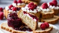 Homemade Raspberry Jam on Freshly Baked Bread.AI Generated