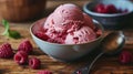 Homemade raspberry vegan ice cream