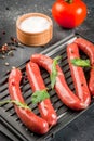 Homemade raw beef sausages Royalty Free Stock Photo