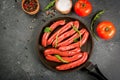 Homemade raw beef sausages Royalty Free Stock Photo