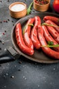 Homemade raw beef sausages Royalty Free Stock Photo