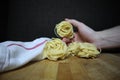 Homemade raw egg noodles on a background