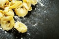 Homemade raw Italian tortellini Royalty Free Stock Photo