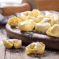 Homemade raw Italian tortellini Royalty Free Stock Photo