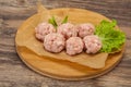 Homemade raw pork minced meatball for cooking