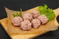 Homemade raw pork minced meatball for cooking