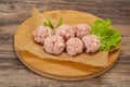 Homemade raw pork minced meatball for cooking