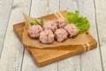 Homemade raw pork minced meatball for cooking