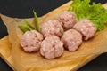 Homemade raw pork minced meatball for cooking