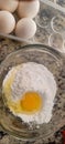 homemade recipe image with eggs and flour