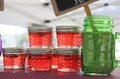 Homemade Red Pepper Jelly Jam at Farmers Market Royalty Free Stock Photo